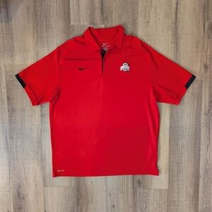 Nike Dri-FIT Ohio State Buckeyes Polo Shirt Red Mens XL Embroidered NCAA